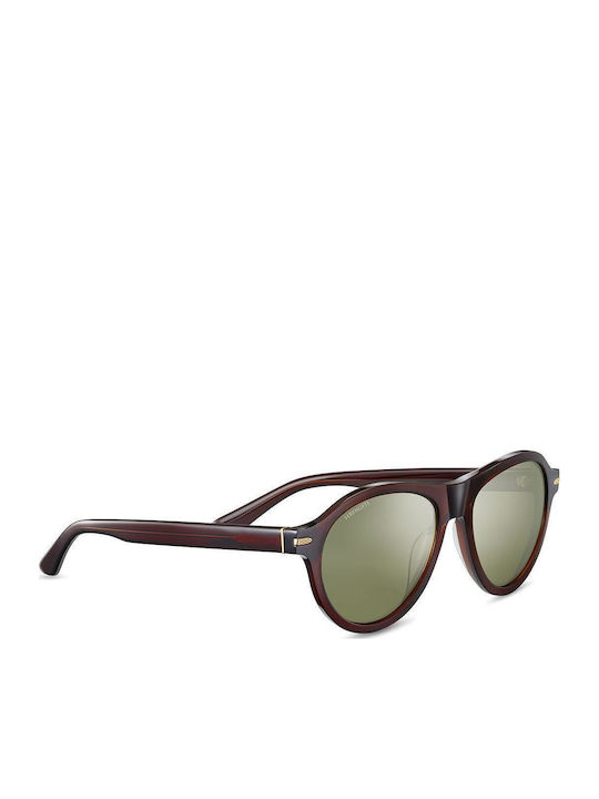 Serengeti Unisex Sunglasses with Brown Plastic Frame and Green Lens SS527004