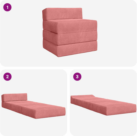Sessel Bett Samt Rosa 200x70x63cm