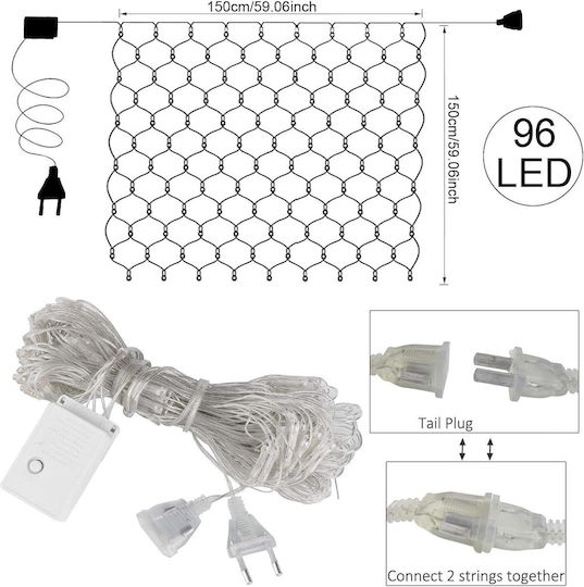 96 LED Lights 1.5 m x 150 cm Warm White Net Type