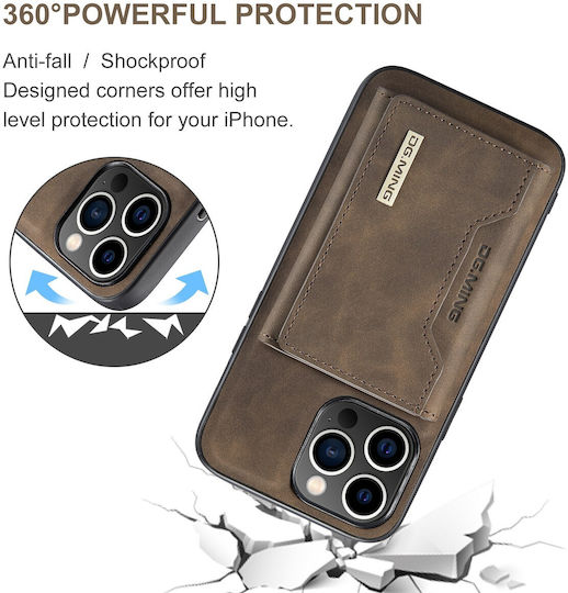 DG.MING Wallet Δερματίνης / Tempered Glass Καφέ (iPhone 15 Pro Max)