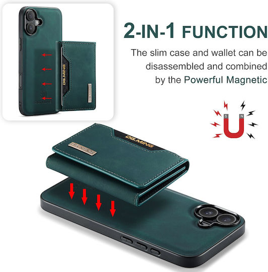 DG.MING Wallet Δερματίνης / Tempered Glass Πράσινο (iPhone 16)