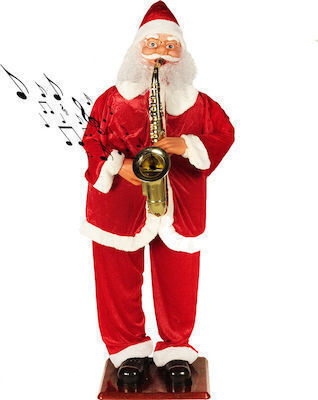 Dekorativer Weihnachtsmann mit Musik und Bewegung Rot aus Stoff 120cm