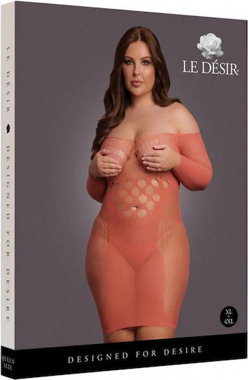 Le Désir Rotes Minikleid Mit Öffnungen Langärmliges Netz Minikleid Queen Size
