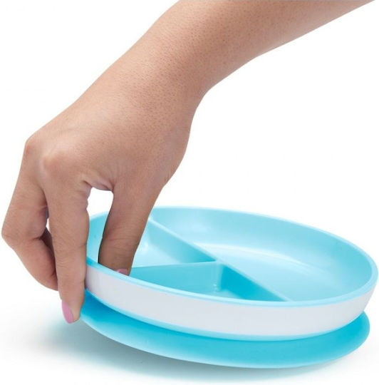 Munchkin Children's Stay Put Suction Food Plate Made of Blue Plastic