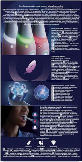 Oral-B Io Series 3 Periuță de Dinți Electrică cu Senzor de Presiune și Husă de Călătorie Roz