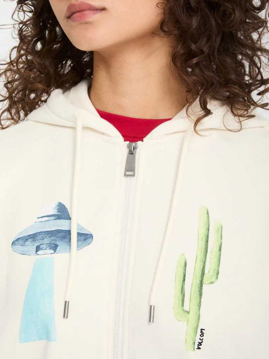 Damen Sweatshirt Strickjacke Creme