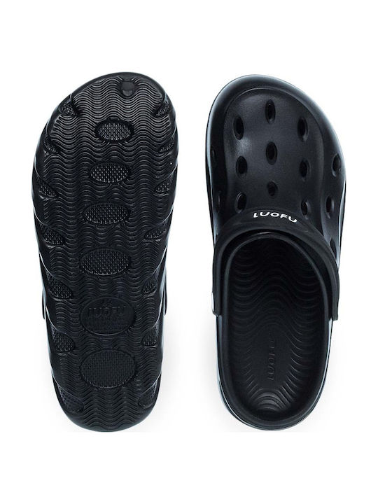 Luofu Herren Holzschuhe Schwarz