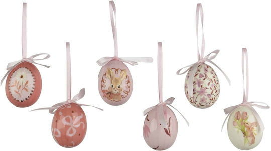 Set aus 6 hängenden Plastikblumeneiern 6x4cm Box