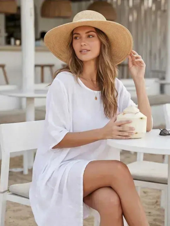 Bode Damen Korto Kaftan Strand Weiß