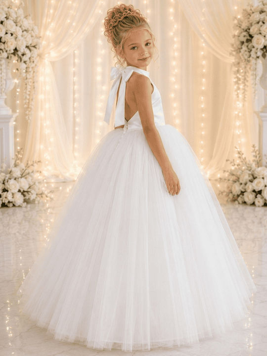 Girls Dress Sleeveless for Flower Girl White