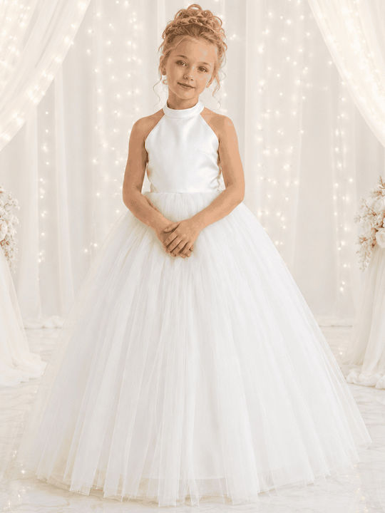 Girls Dress Sleeveless for Flower Girl White
