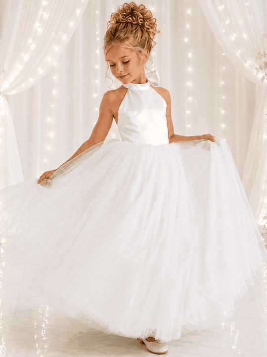 Girls Dress Sleeveless for Flower Girl White