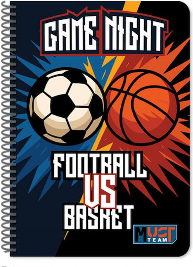 Must Team Spiral School Notebook Ruled B5 90 Paper Sheets 3 Subjects Limits