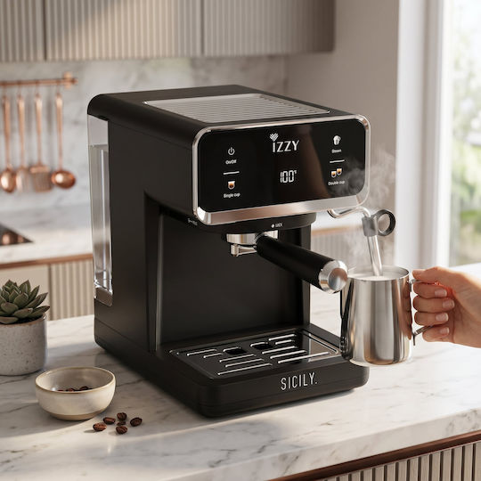 Izzy IZ-6017 Automatic Espresso Machine 1000W Pressure 20bar Black