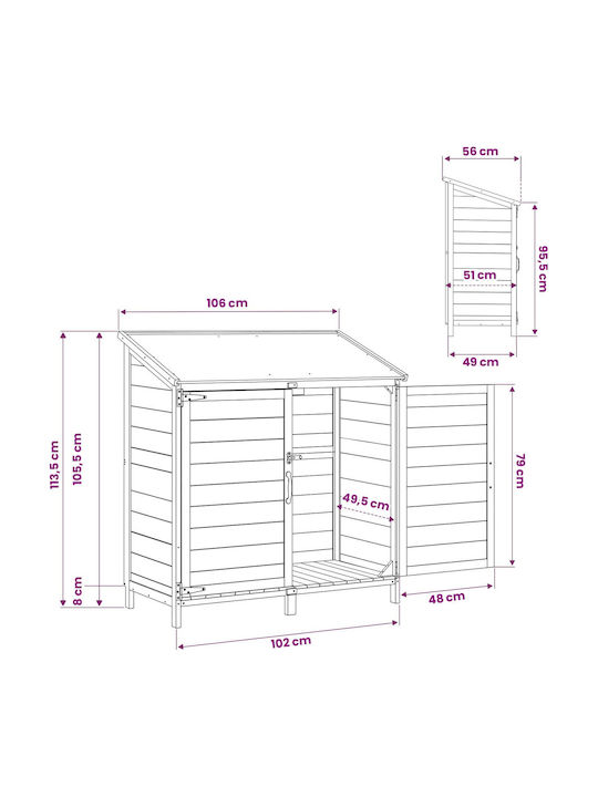 Wooden Garden Shed M1.065xW0.56xH1.135m