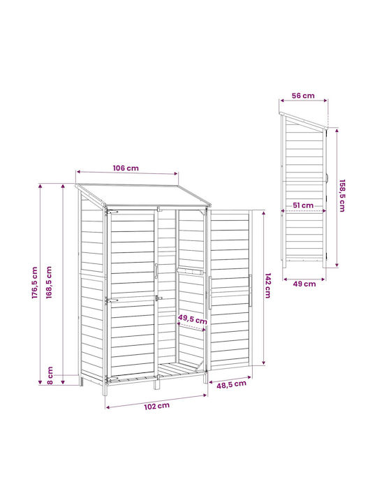 Wooden Garden Shed L1.065xW0.56xH1.76m