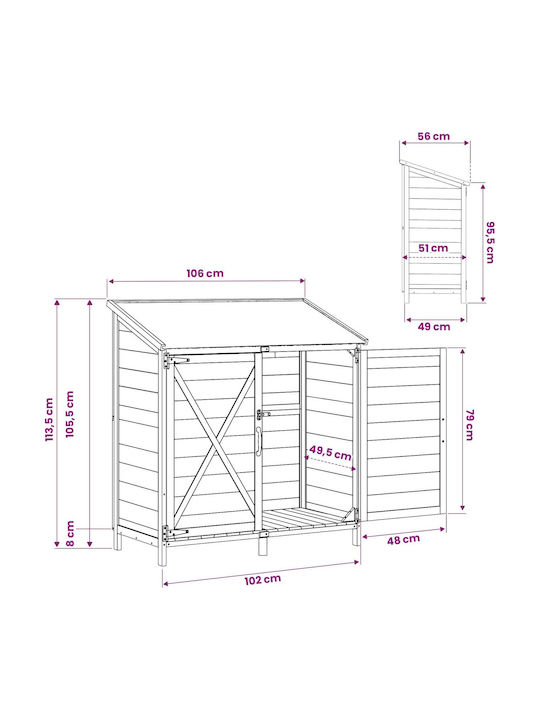 Wooden Garden Shed M1.06xW0.56xH1.135m