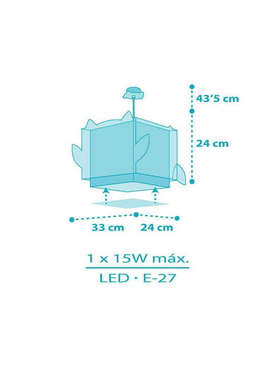 Ango Little Single-Light Kids Ceiling Light Hanging Made of Plastic 15W with E27 Base Turquoise 33x24cm