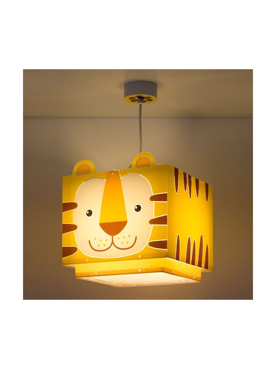 Ango Little Tiger Single-Light Kids Ceiling Light from Plastic 23W with E27 Base Orange 24x24cm