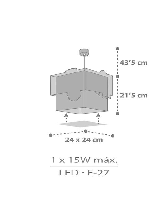 Ango Happy Jungle Single-Light Kids Ceiling Light Hanging Made of Plastic 15W with E27 Base Light Blue 24x24cm