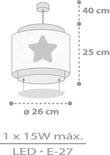Ango Baby Dreams Single-Light Kids Ceiling Light Hanging Made of Plastic 15W with E27 Socket Blue 26x26cm