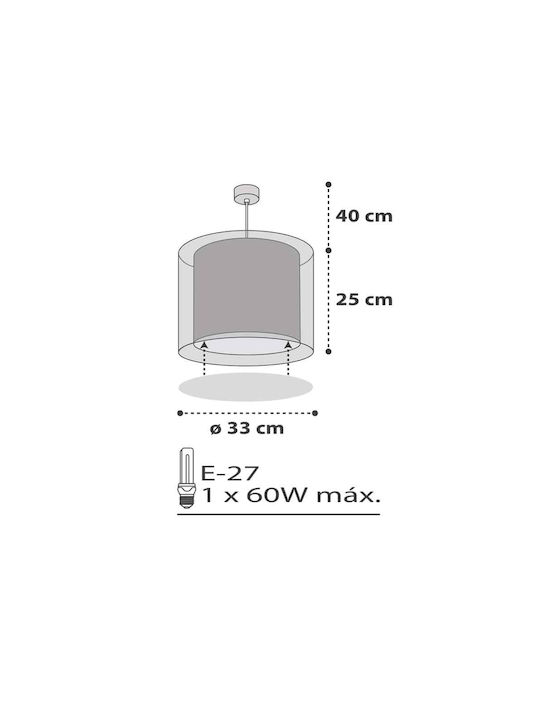 Ango Single-Light Kids Ceiling Light Hanging made of Plastic with E27 Base Grey 33x25cm