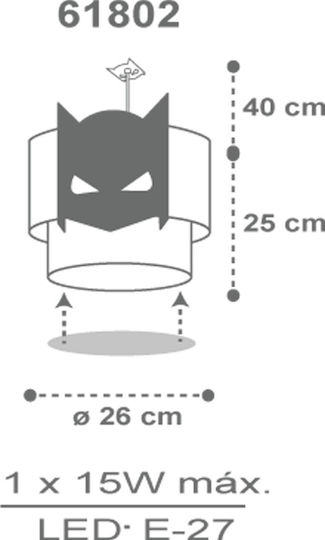 Ango Single-Light Kids Ceiling Hanging Light Made of Plastic 15W with E27 Socket White 25x26cm
