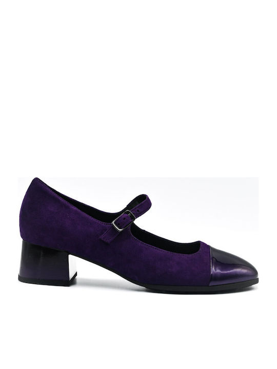 Leder Spitze Zehe Pumps Lila