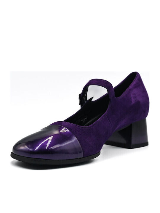 Leder Spitze Zehe Pumps Lila