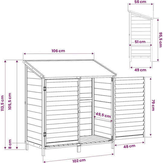 Hölzernes Gartenhaus M1.06xB0.56xH1.135m