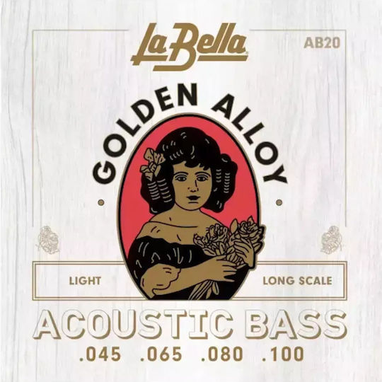 La Bella Set Corzi Pentru Bas Acustic Din Aliaj Auriu 80/20 Alamă Bas 45 - 100" Light