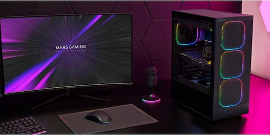 Tacens MARS MC-NEBULA Gaming Midi-Turm Computergehäuse mit Seitenfenster und ARGB-Beleuchtung Schwarz
