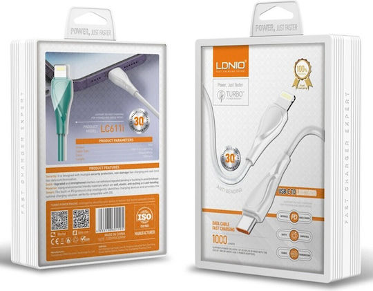 Ldnio USB-C to Lightning Cable 30W White 1m
