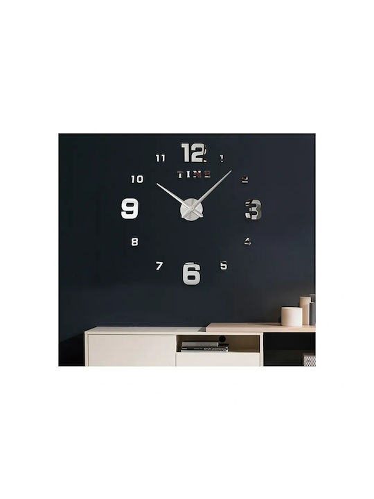 Aufkleber Wanduhr 3d Xxl 130cm Silber Moderne Eindrucksvolle Dekoration