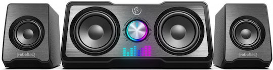 Rebeltec Rock Difuzoare de Calculator 2.1 cu Iluminare RGB și Putere 10W în Negru Culoare