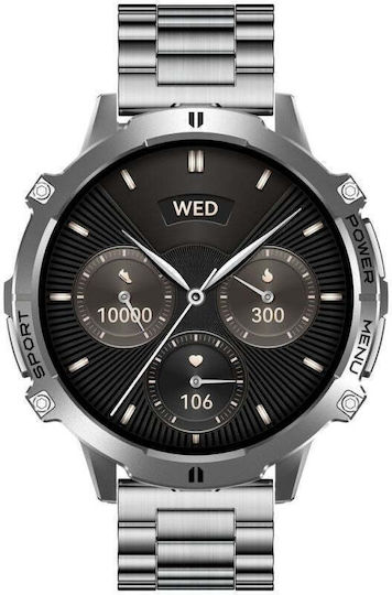 Gravity GT42-3 Stainless Steel 53mm Smartwatch με Παλμογράφο (Graphite)