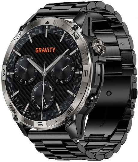 Gravity GT46-2 49mm Smartwatch με Παλμογράφο (Black)