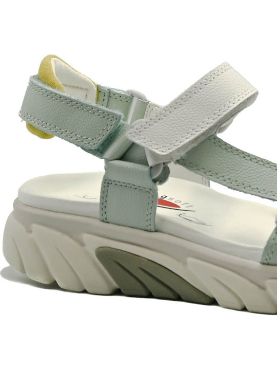 Leder Flache Damen Sandalen Hellblau