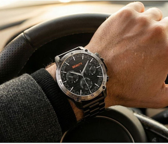 Gravity GT46-4 49mm Smartwatch με Παλμογράφο (Black)
