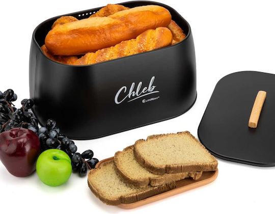 Elitehoff Brotkasten mit Deckel Inox Grau 34x24x17cm