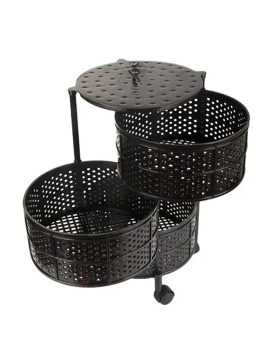 Verk Group Kitchen Cart Metallic 3 Tiers Black 34x34x55cm