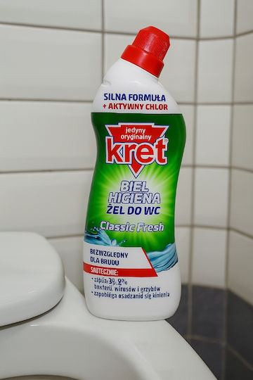 Kret WC Gel 750ml Desinfektionsmittel Entfernt Kalk Gerüche Ablagerungen