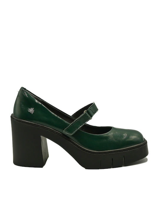 Leder Pumps mit Riemchen & Hochhackigen Khaki