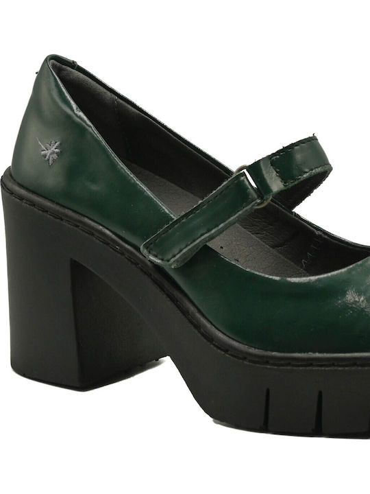 Leder Pumps mit Riemchen & Hochhackigen Khaki