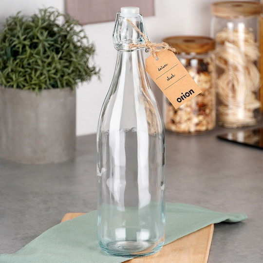 Orion Glasflasche Likör Wein Pflaumenbrand 1 L Clip Universell