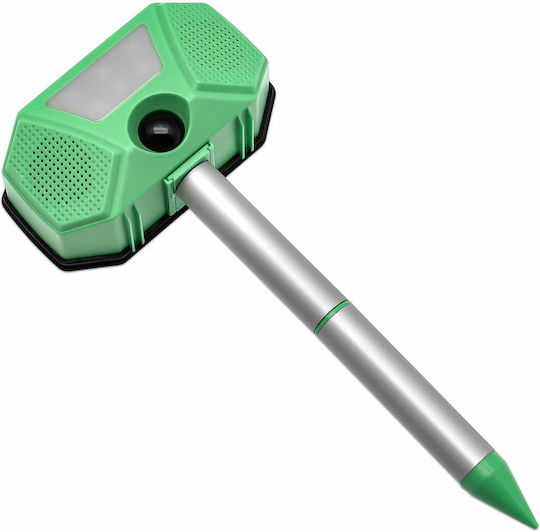 Solar Animal Repellent Birds Rodents Ultrasonic 4 Functions Pir Motion Sensor Led Flash Green Oem