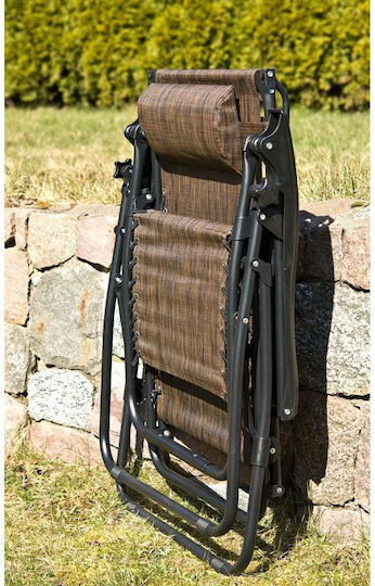 Saska Garden Center Lounger-Armchair Beach with Recline Multiple Slots Brown Waterproof 175x65x110cm