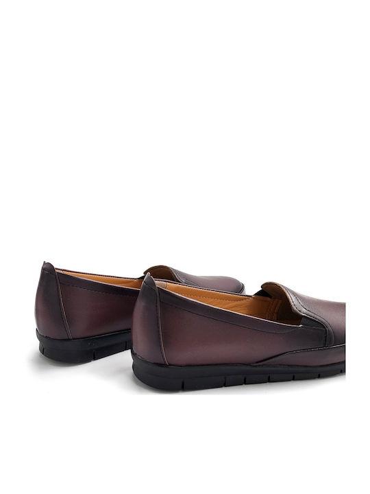 Ανατομικά Γυναικεία Slip-On Δερμάτινα Μπορντό