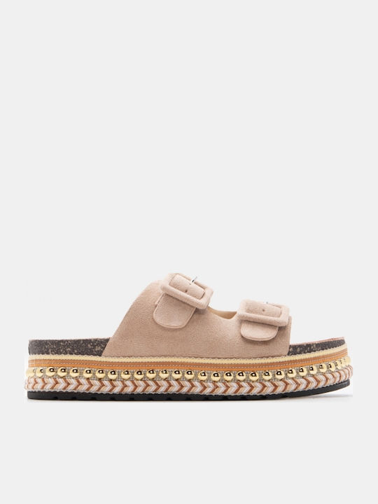 Flache Sandalen Für Damen Flatforms Beigen