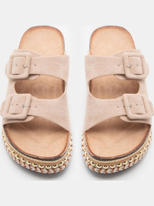 Flache Sandalen Für Damen Flatforms Beigen